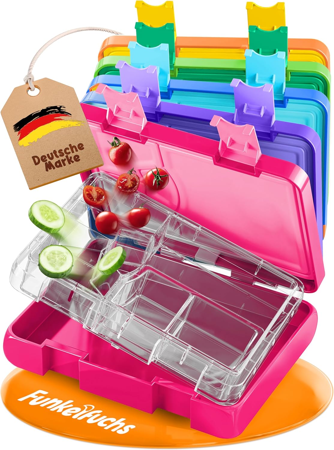 Children's Lunch Box with Compartments - 800 ml, Pink - Moonlight Lunch Box Large - Snack Box, Lunch Box, Lunch Box, Bento Box Children - for School, Nursery and Nursery - [BPA Free)