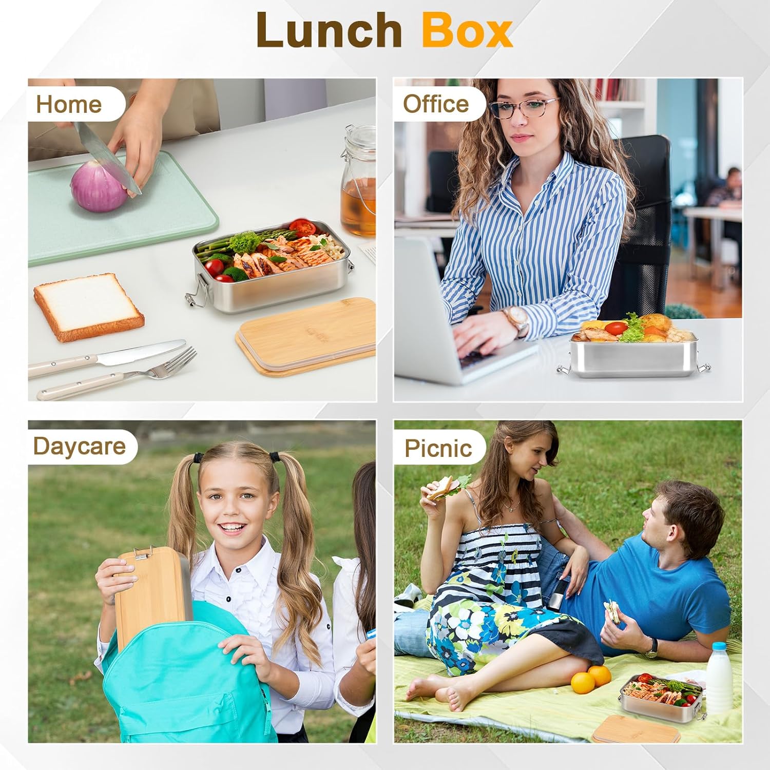 Cozary Stainless Steel Lunch Box, 1000 ml Adult Lunch Box with Compartments, BPA-Free, Bento Box, Leak-Proof with Sealing Ring for Work, School and Picnics – Bild 7