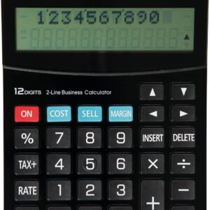 Maul Calculator Large 19 x 14 x 3 cm Commercial Desktop Calculator Solar Calculator Double Line with 12 Digit Display Including Tax Bill Battery Use in the Dark Black