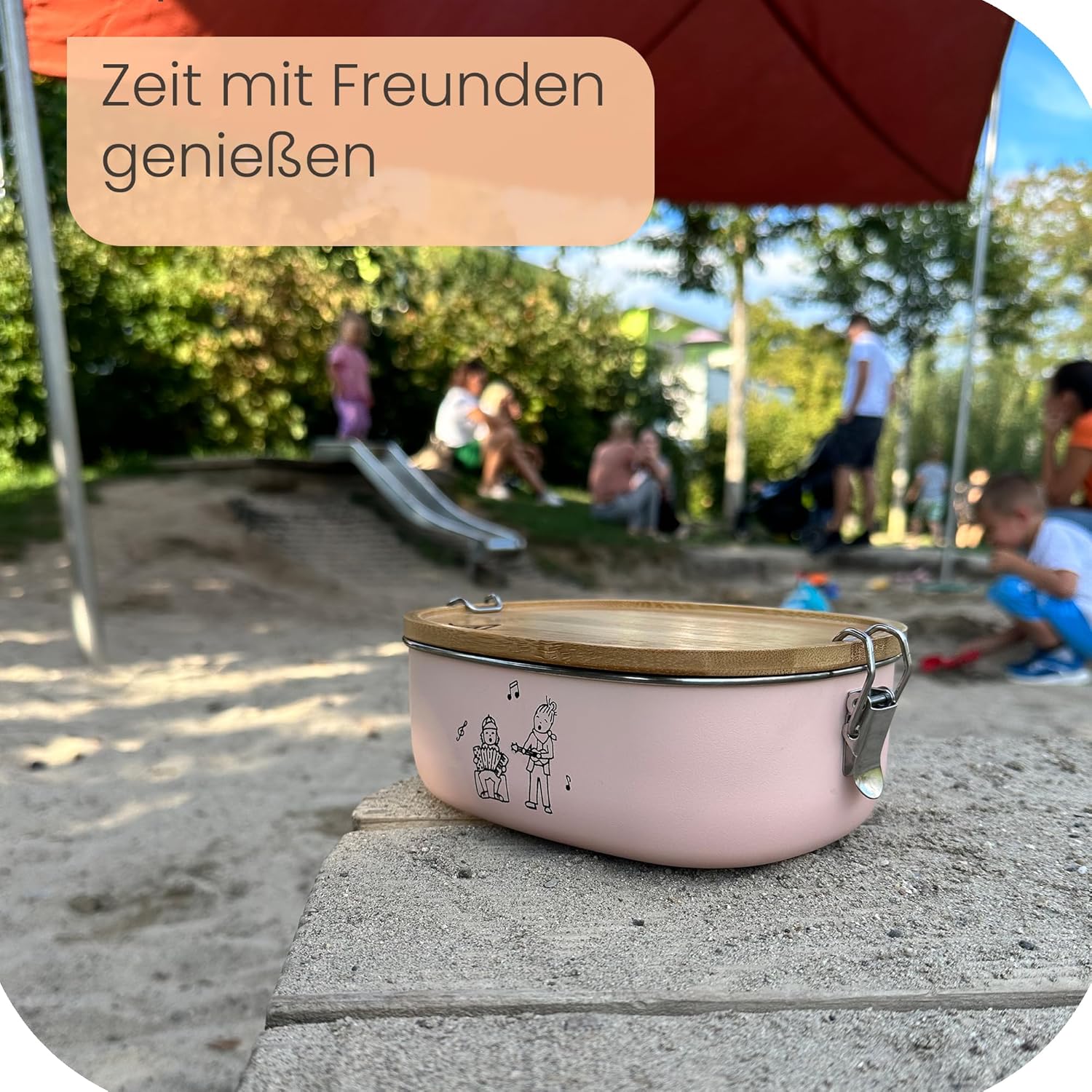 Ringwald Stainless Steel Pink Lunch Box Nursery School Large 1400 ml Lunch Box Lunch Box Compartments Divider BPA Free Plastic Free Bento Box Bamboo Lid Pink – Bild 7