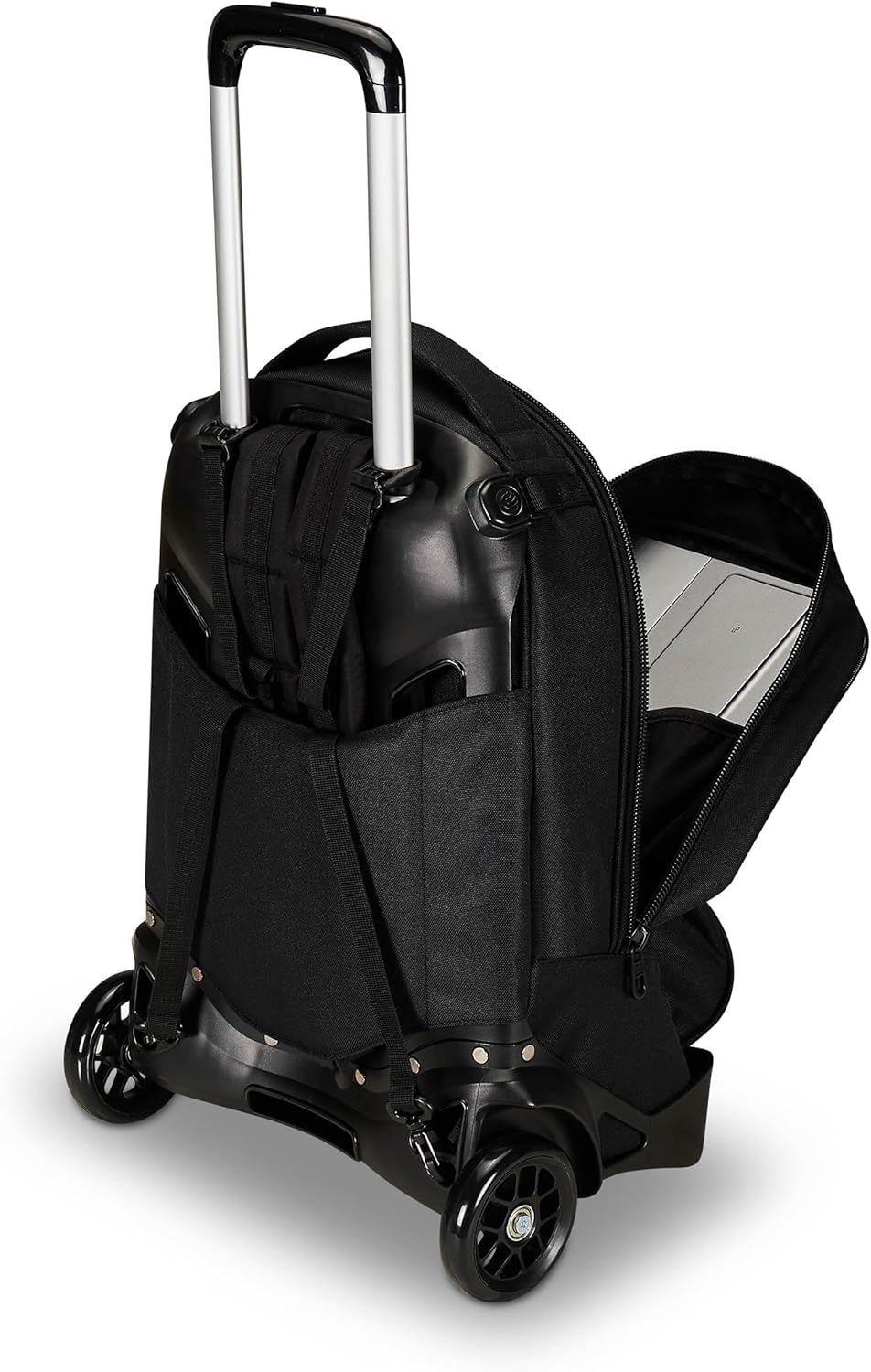 Invicta New Tech Trolley Satchel 3 in 1 Backpack with Removable Trolley Pull Backpack with Multi Pockets Wheels for School Travel and Leisure Boys Girls Black – Bild 6