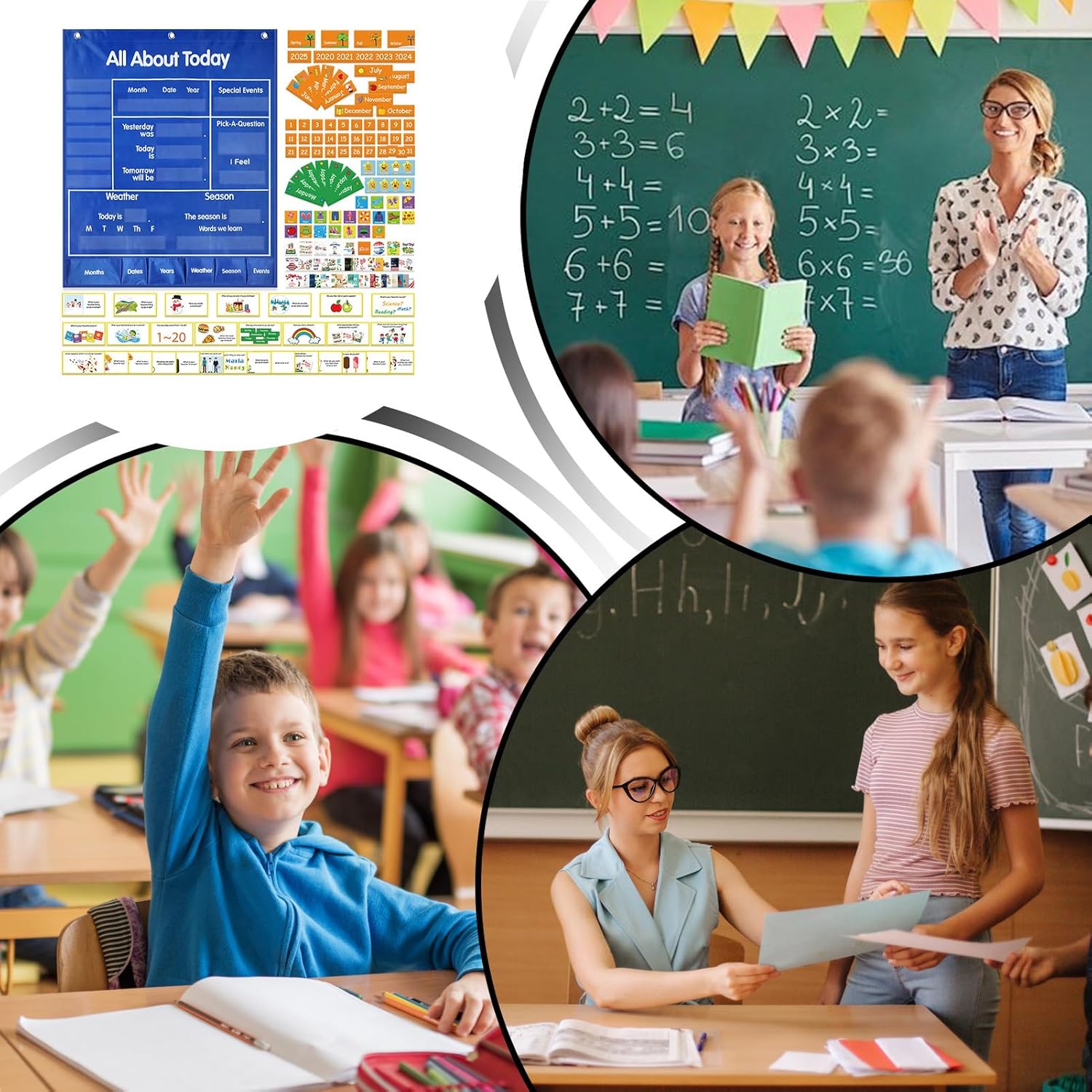 Klassenzimmer Taschendiagramm Großer Taschenkalender für Klassenzimmer | Lernprogramm Vorschule Lernaktivitäten für Briefkarten Redezeit Kinder Schüler Schulbedarf – Bild 4