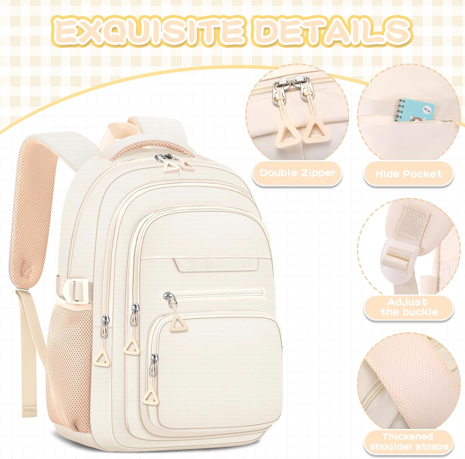 Cute Backpack for School Girls Aesthetic Backpack Women College Bookbag Large Student Laptop Bag Travel Leisure – Bild 4