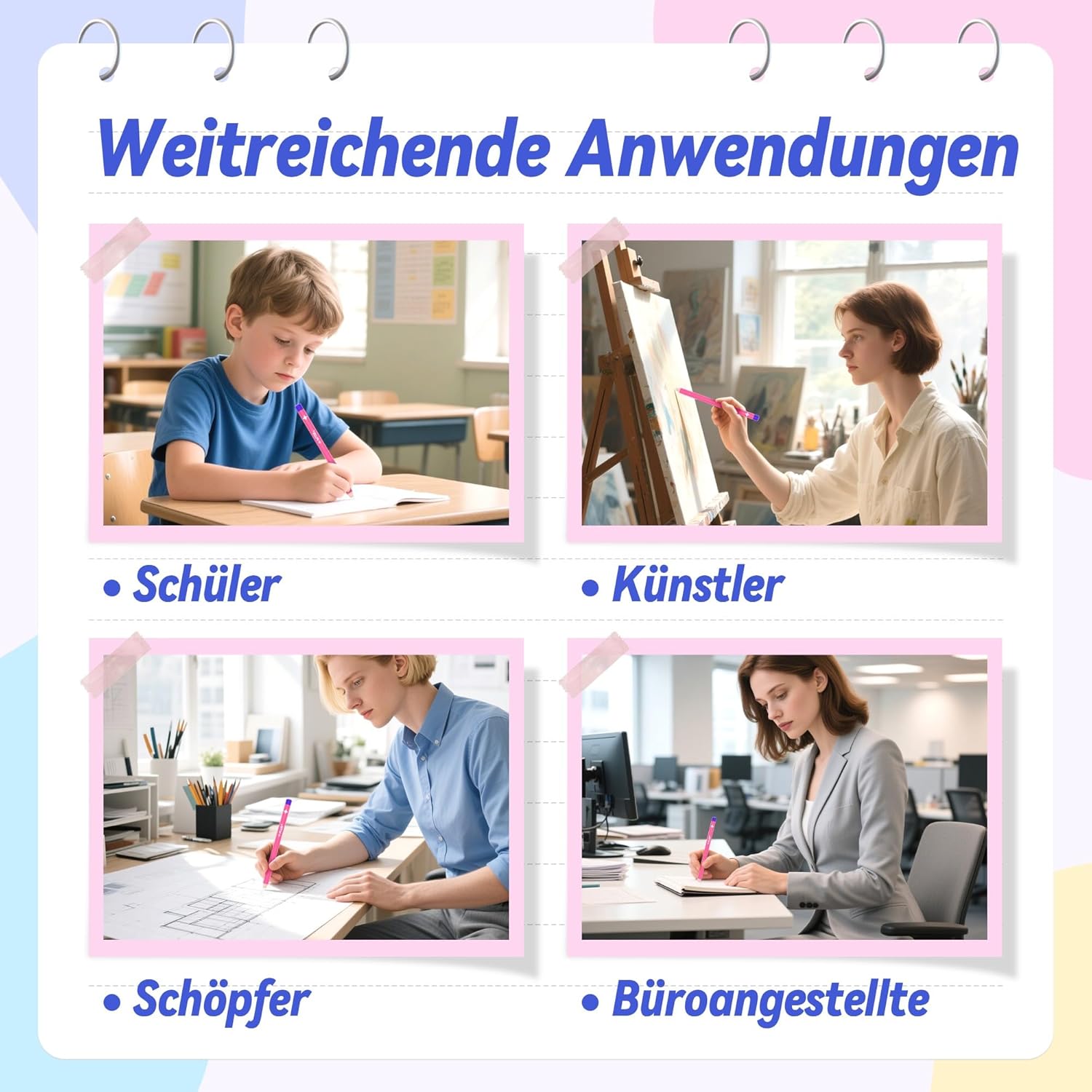 YPLUS Erasers - Pack of 3 Precise and Clean Erasers Ideal for Kids and School Unique Pen Design Includes Sharpener - Blue – Bild 5