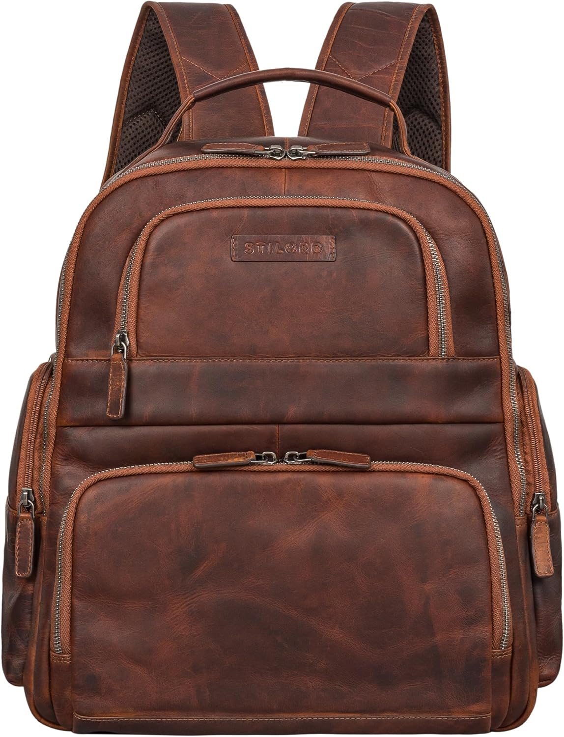 STILORD 'Josef' XXL Leather Backpack with Laptop Compartment 15.6 Inch Business Backpack Men and Women Large Leather Backpack for Work, Office, University, School, Leisure, Genuine Leather, Ambra - – Bild 7