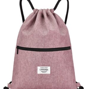 LIVACASA Turnbeutel Mit Reißverschluß Innentasche Sportbeutel Wasserdicht Hipster Beutel Seitentasche Gym Bag Gefüttert Rucksack Mit Verstellbar Tunnelzug Gymsack für Damen und Herren Schwarz