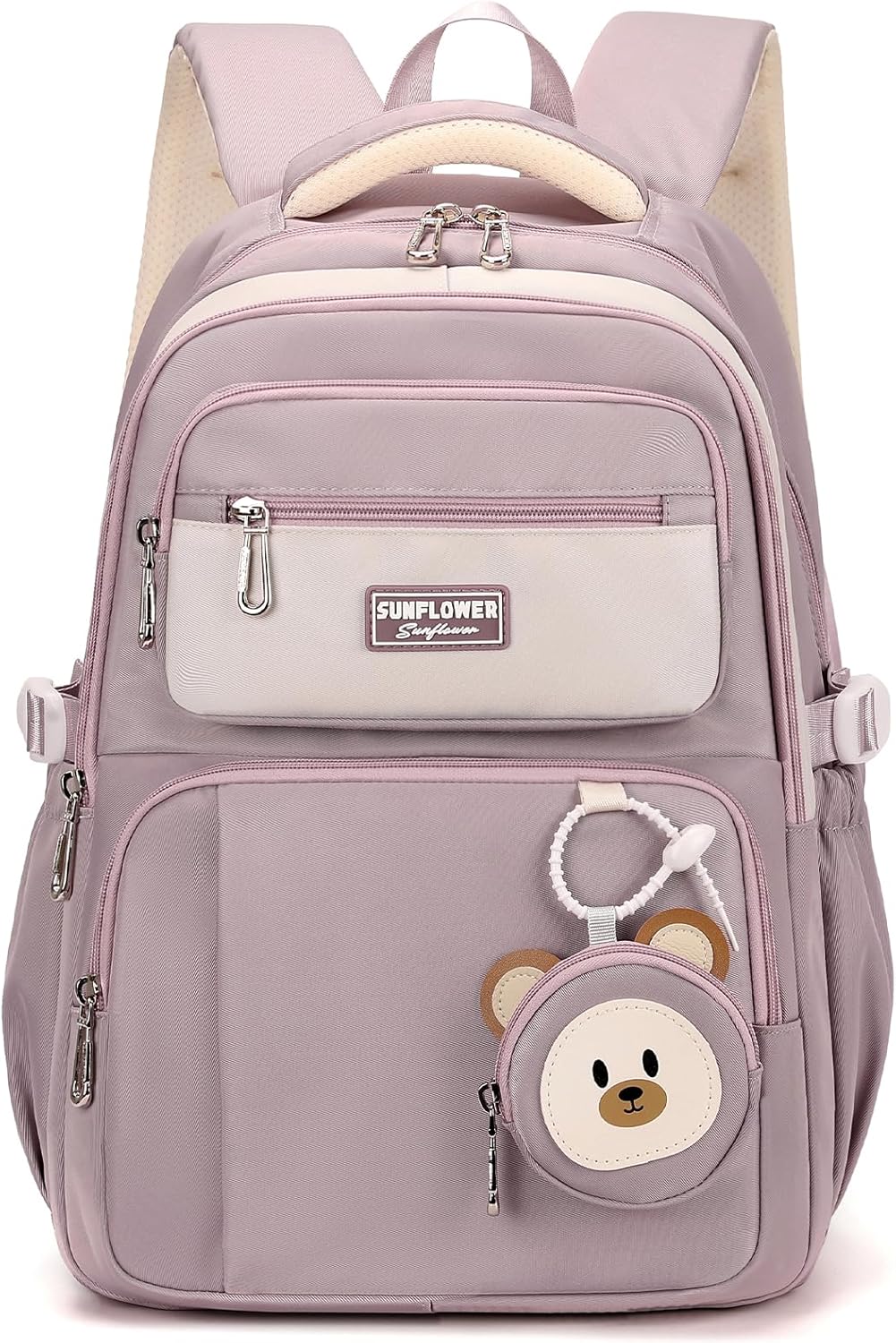 School Backpack Teenager Backpack Girls School Bag for 3rd 5th Grade, 40L Large Children's Backpack with Cute Coin Purse for 9-18 Years, Casual Daypack with Trolley Strap - Purple – Bild 8