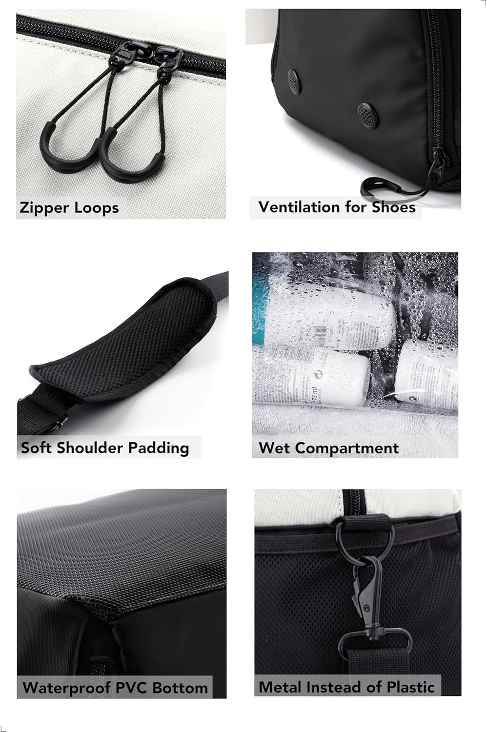 Fitgriff V2 Sports Bag & Travel Bag for Men and Women - with Shoe Compartment & Wet Compartment - Bag for Sports, Fitness, Travel - Training Bag, Gym Bag, (Black/Cream White, Small) – Bild 3