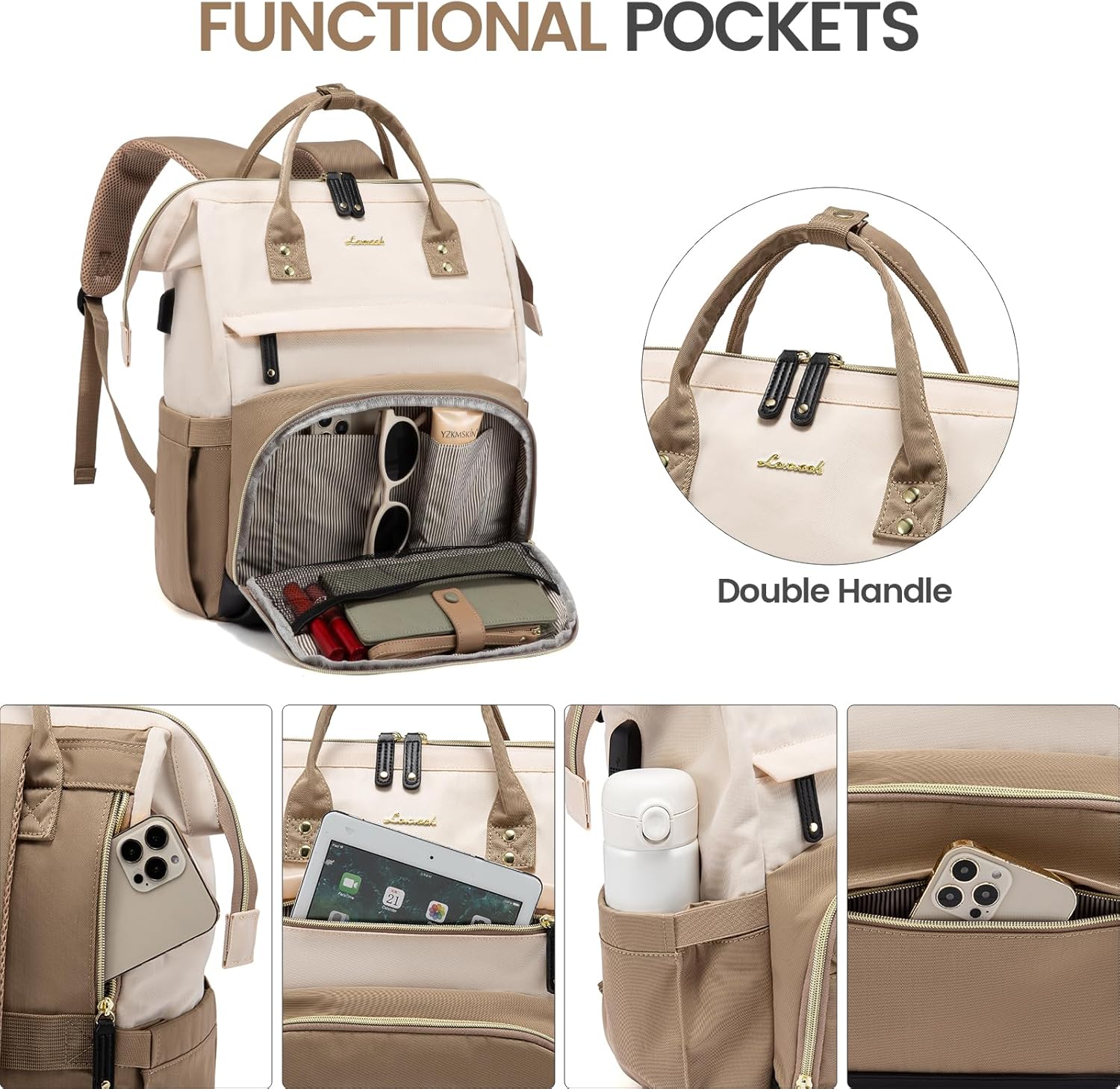 LOVEVOOK Backpack Women's Laptop Backpacks with Laptop Compartment 15.6 Inch School Backpack Girls Teenager School Bag Backpack Daypack Waterproof for School Travel Business – Bild 3