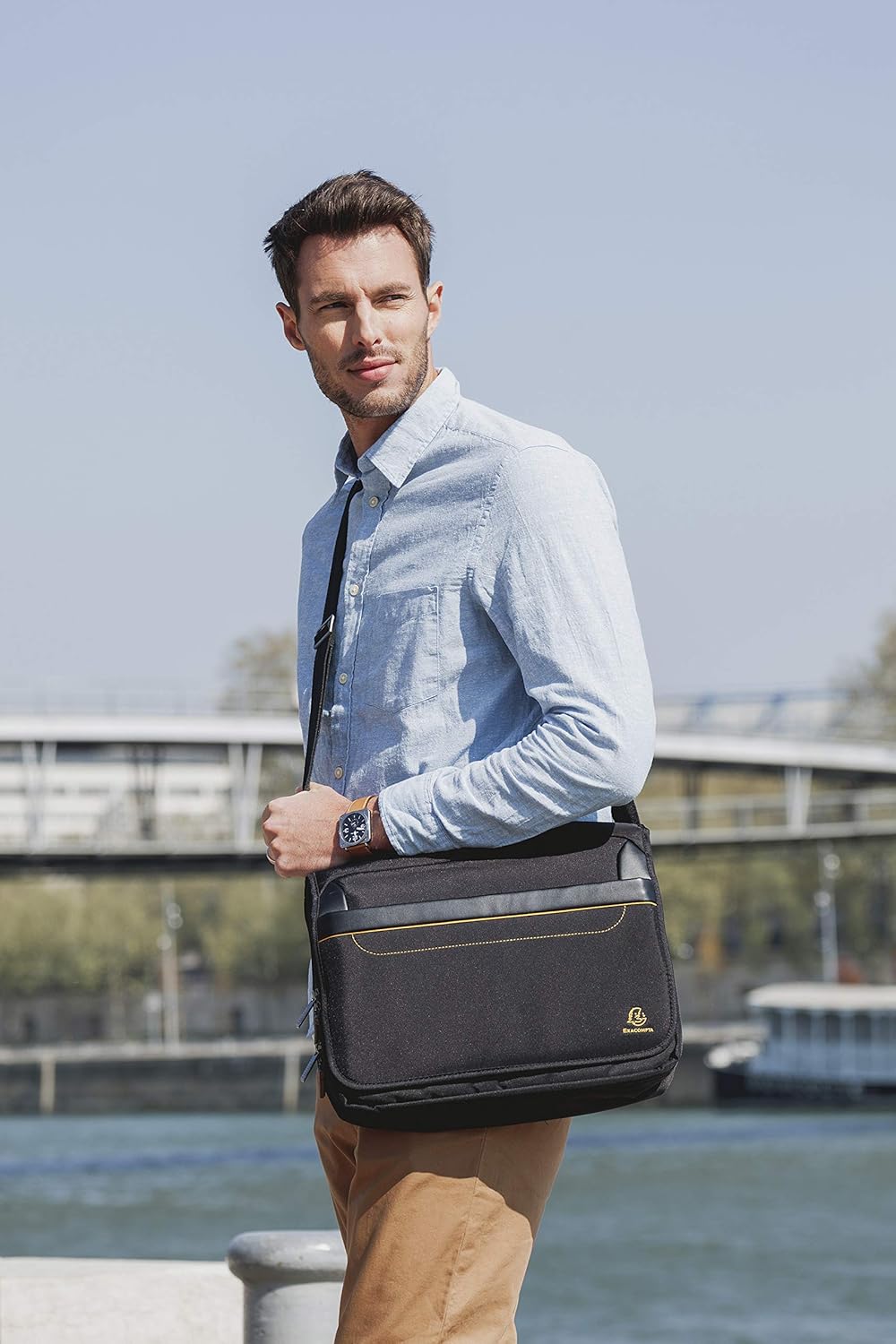 Exacompta 17234E Premium Laptop Shoulder Bag Exactive with Many Inner Pockets, Water-Repellent, Suitable for Laptops and Notebooks up to 14, Ideal for School, University and Work, Black – Bild 10