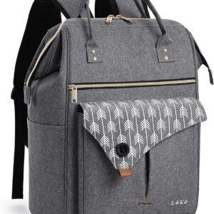 Lekesky Women's School Bag with Laptop Compartment & Anti-Theft Bag, Laptop Backpack, Work Backpack, Daypack, Grey, 17.3 Inches