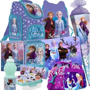 Frozen Elsa 10 Pieces School Bag Satchel School Backpack Bag Set School Cone 85 cm Sports Bag with Sticker Kids4shop