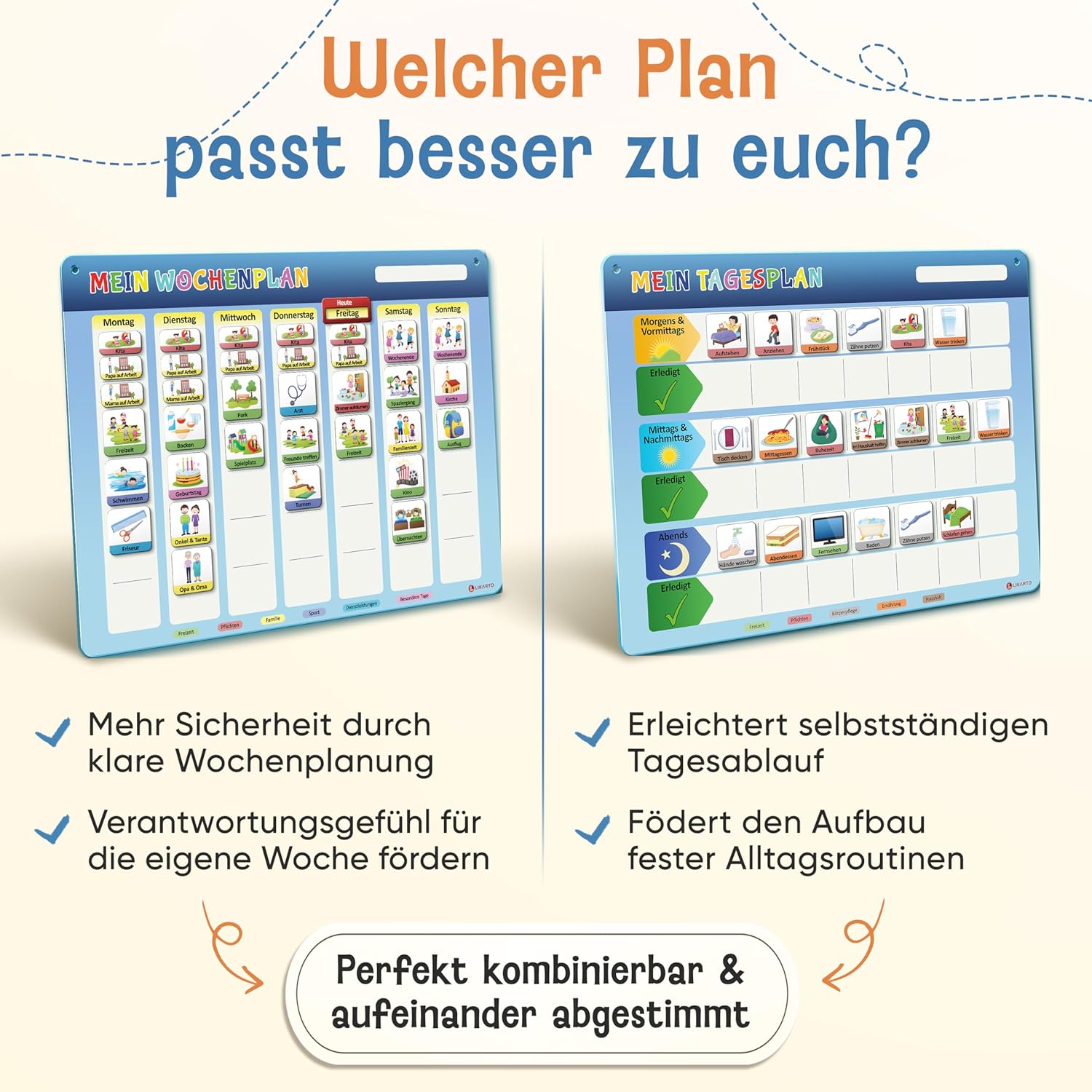 Montessori Children's Routine Planner and Magnetic Board for More Structure in Everyday Life Individually Adjustable Classic – Bild 7