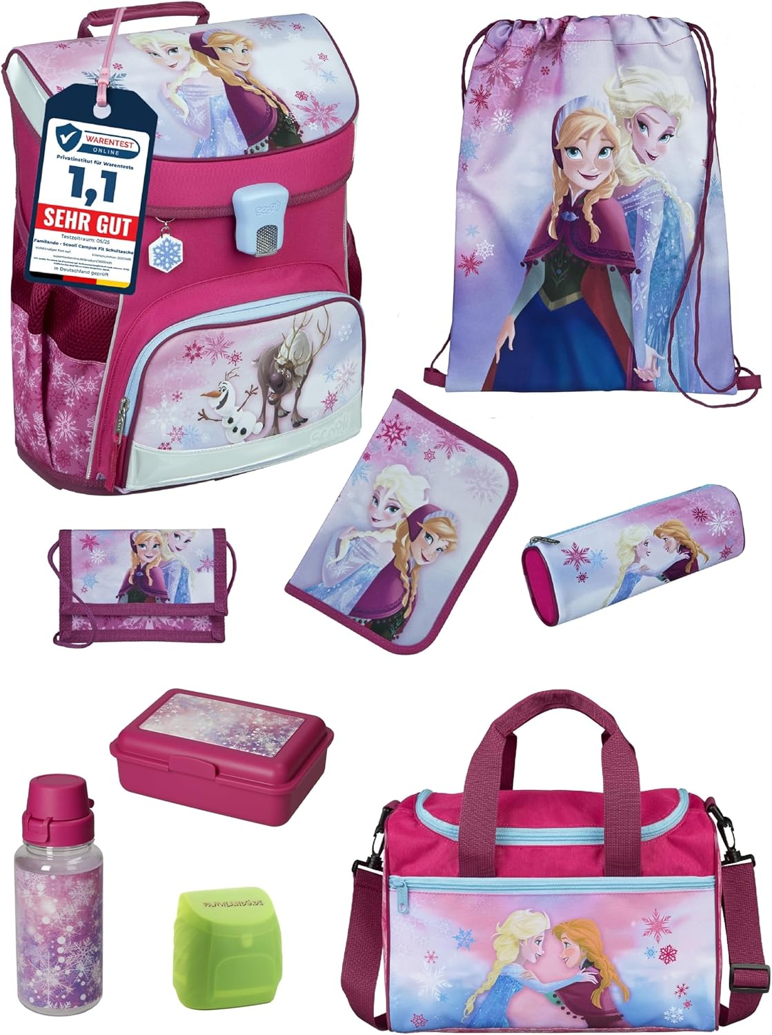 Familando Girls School Bag 1st Class · Scooli Campus Fit School Bag (9 Piece Set with Sports Bag, Disney Frozen Pink)