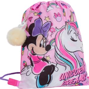 Disney Minnie Mouse Girls Drawstring Gym Bag Unicorn Swim Bag Nursery Backpack