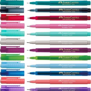 Faber-Castell Broadpen Fineliner 1554, Line: 0.8 mm, Set of 12, Plastic, Fine, Metal-Encased Tip, Marker Pen, Fineliner, Art & Graphic