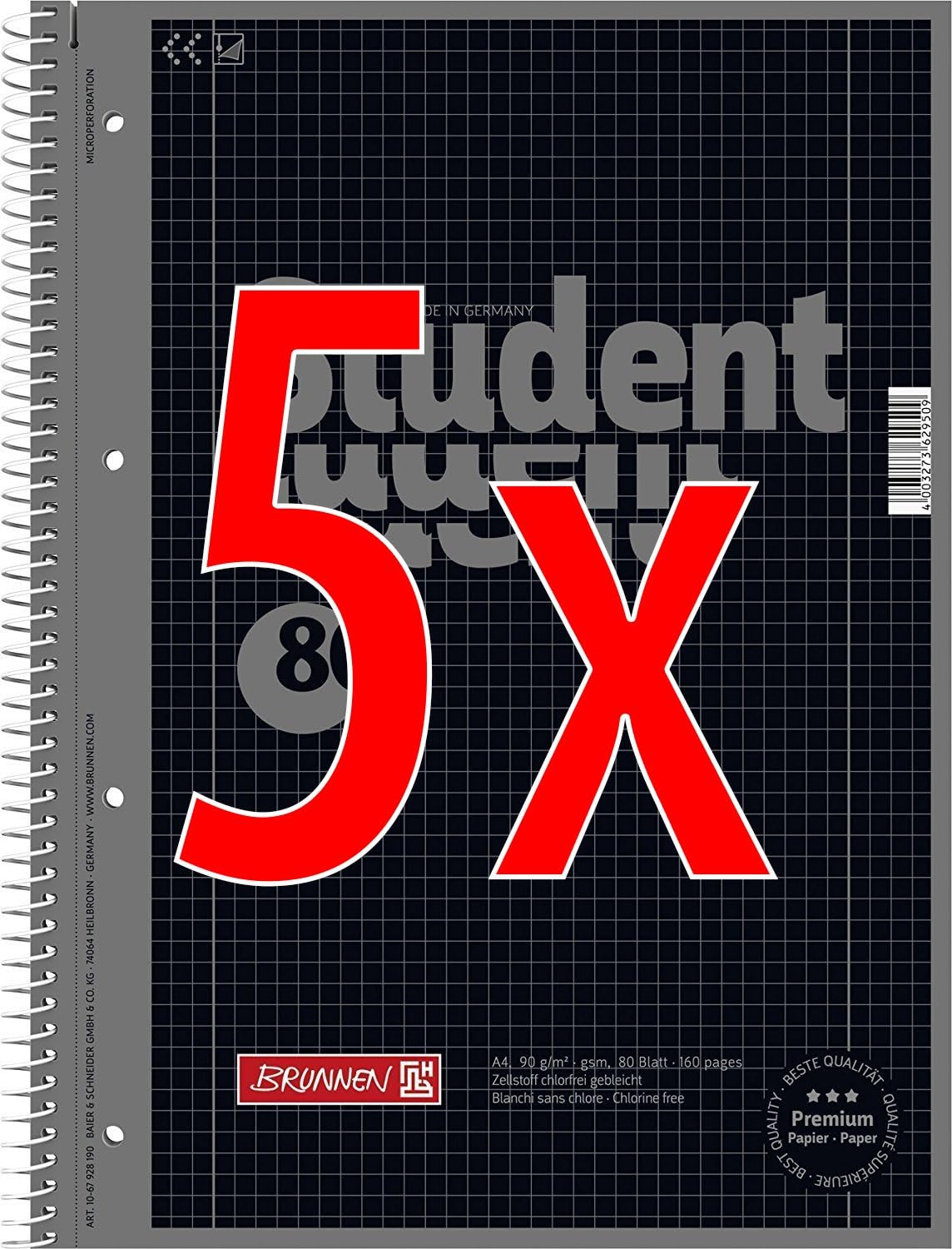 Brunnen 1067928190 notebook, student notepad (square, A4, line: 28, 90 g/m², 80 sheets) – Bild 3