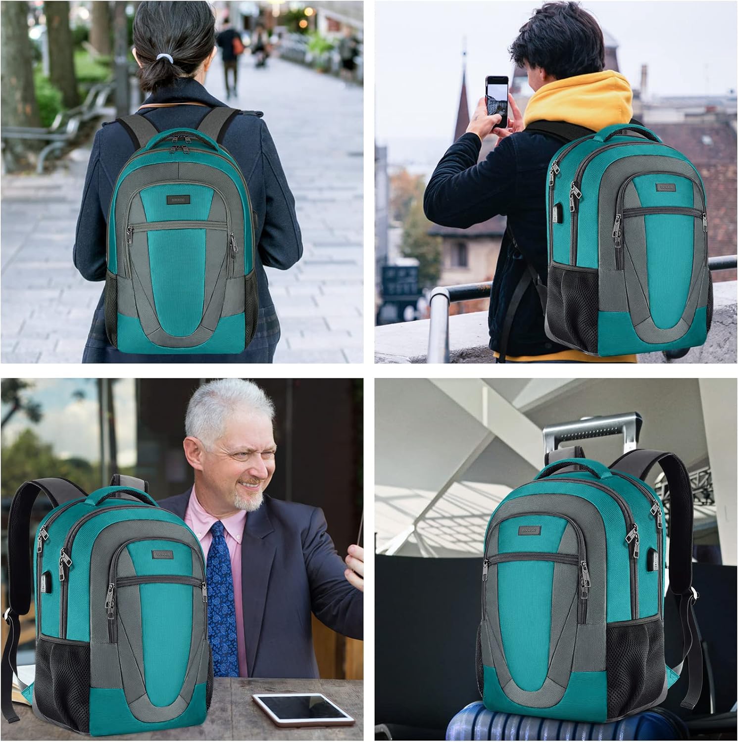 BIKROD Men's and Women's Backpack, School Backpack for Boys, Girls, Teenagers, Waterproof Backpack, 17.3 inch Laptop Bag with USB Charging Port, Work, Travel, Hiking Backpack with Anti-Theft Bag – Bild 6