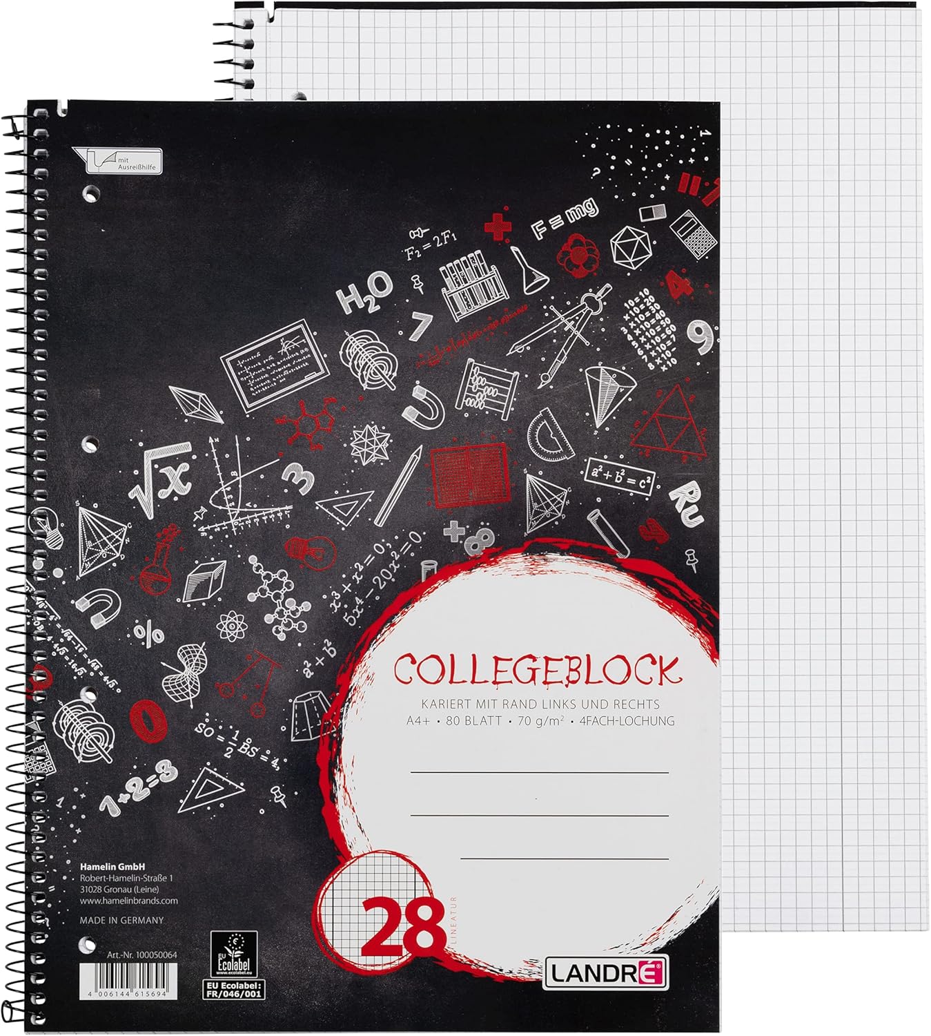 Landré College Notepad A4 Squared with Margin 80 Sheets (Pack of 5) – Bild 2