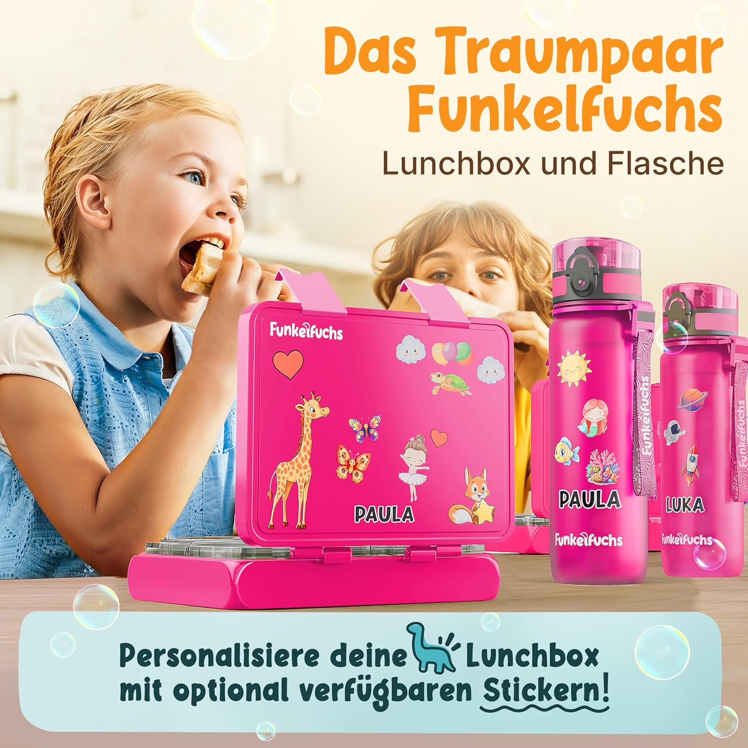 Children's Lunch Box with Compartments - 800 ml, Pink - Moonlight Lunch Box Large - Snack Box, Lunch Box, Lunch Box, Bento Box Children - for School, Nursery and Nursery - [BPA Free) – Bild 6