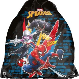 PASO Children's Gym Bag / Sports Bag 36 x 32 cm – Spiderman – Black/Multi-Coloured