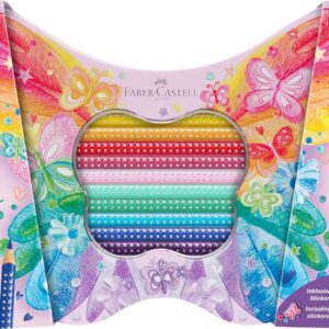 Faber-Castell 201971 Butterfly Colouring Pencils Gift Set, Sparkle, Pack of 20, Incl. Butterfly Sticker