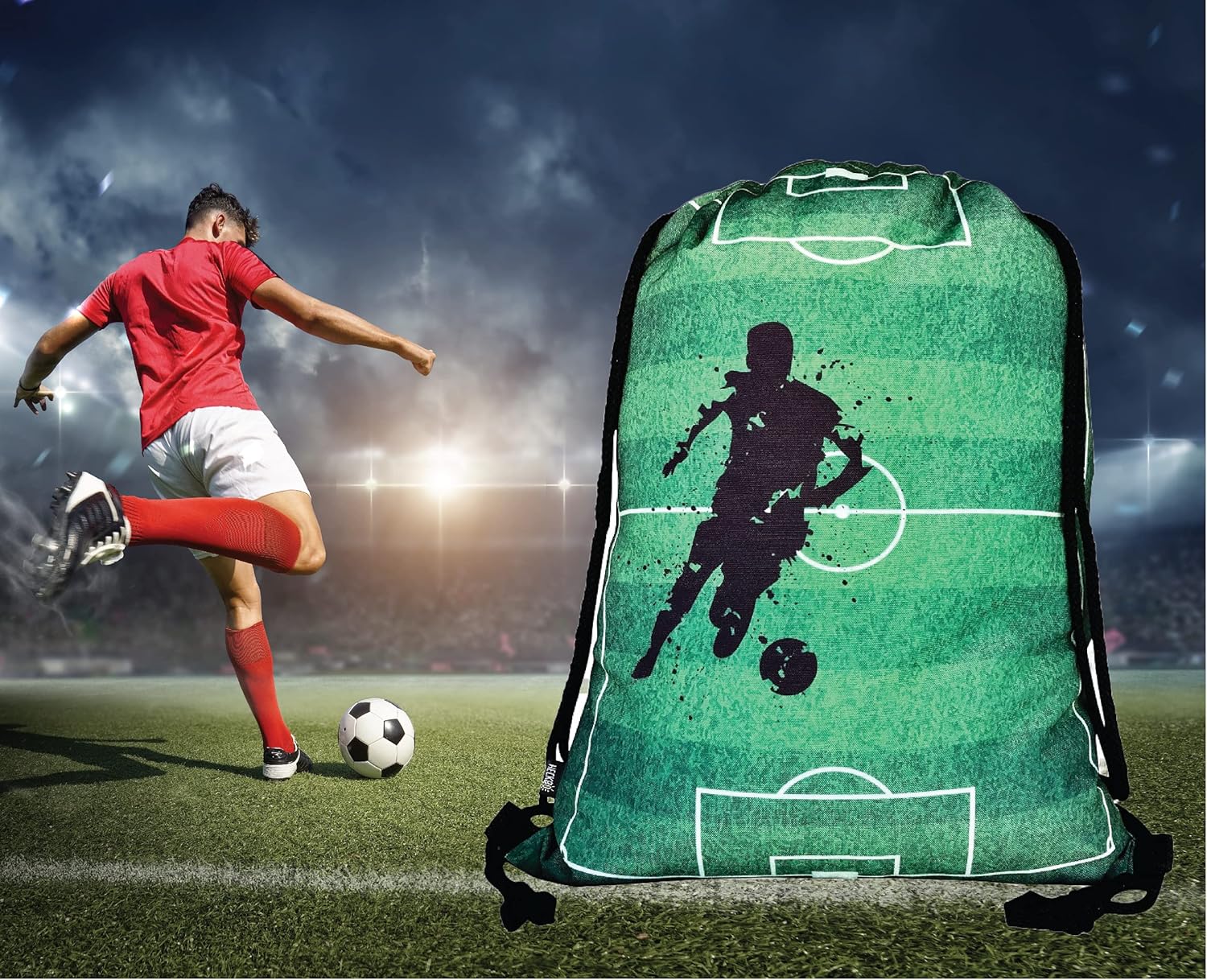 HECKBO Boys Girls Kids Gym Bag - Football - 40 x 32 cm - School Sports - Backpack, Bag, Sports Bag, Football Bag – Bild 5