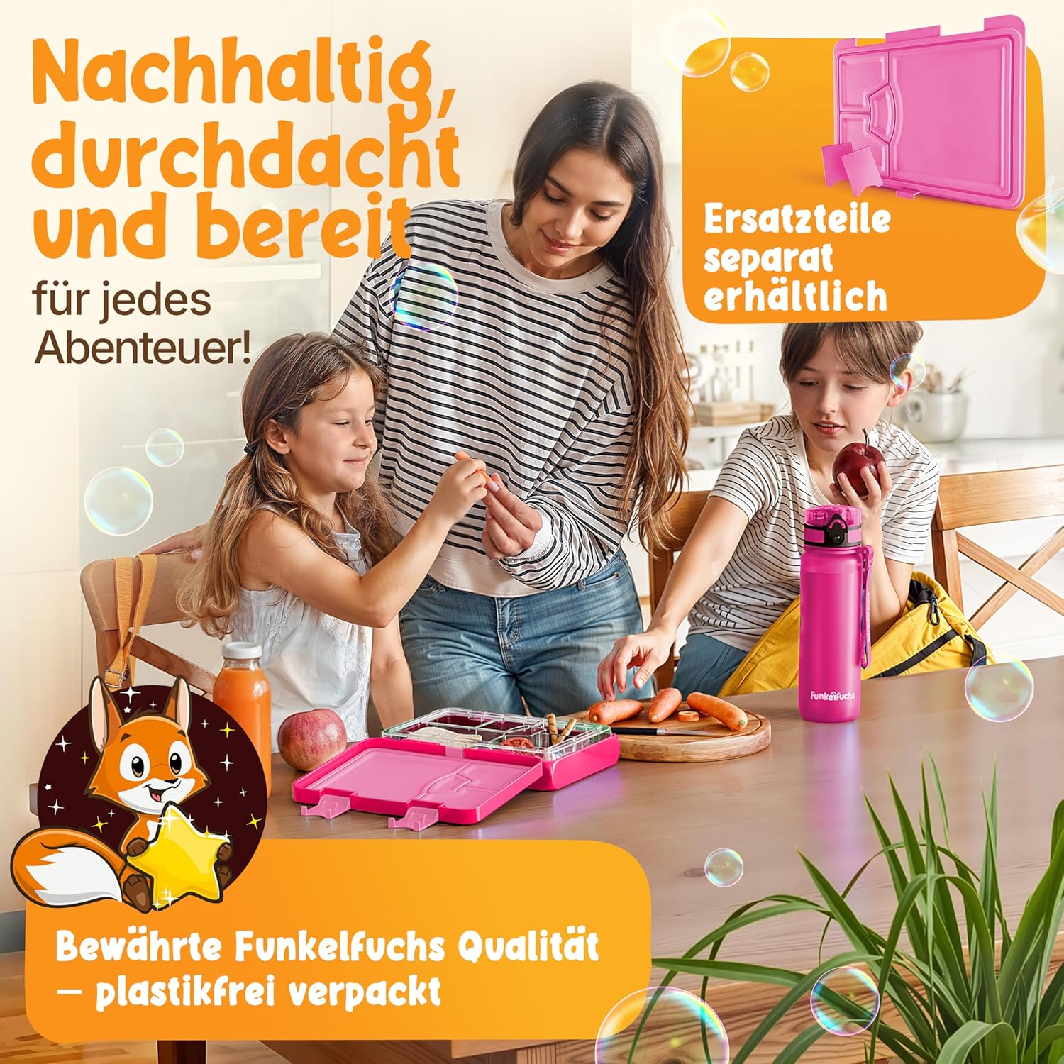 Children's Lunch Box with Compartments - 800 ml, Pink - Moonlight Lunch Box Large - Snack Box, Lunch Box, Lunch Box, Bento Box Children - for School, Nursery and Nursery - [BPA Free) – Bild 7