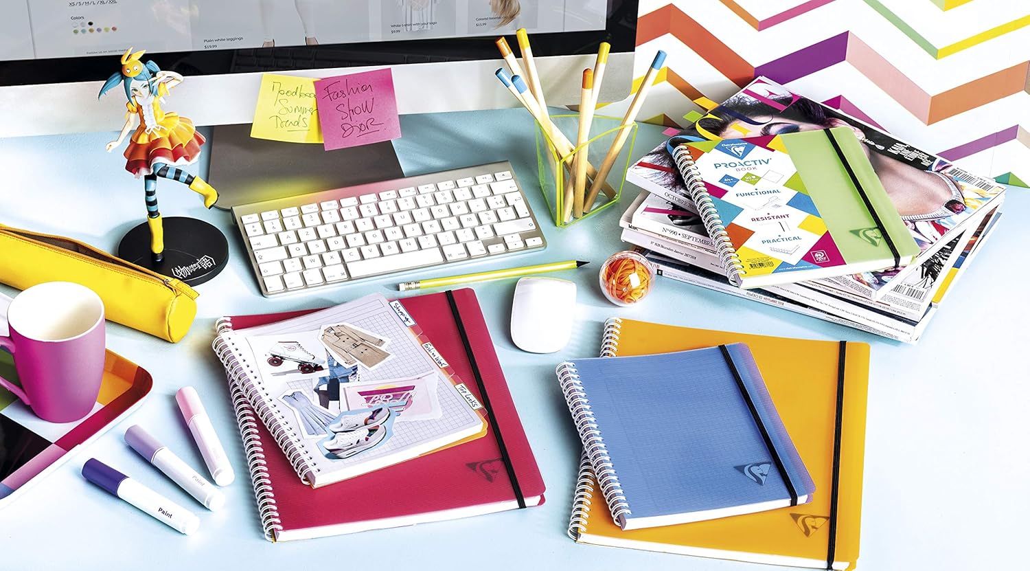 Clairefontaine Proactiv'Book 328176C Notebook DIN A4+ 22.5 x 29.7 cm, 80 Sheets, Lined with Margin and Header, 4-Hole Punched for Storage in Ring Binder / Binder, Polypropylene Cover, Assorted – Bild 5