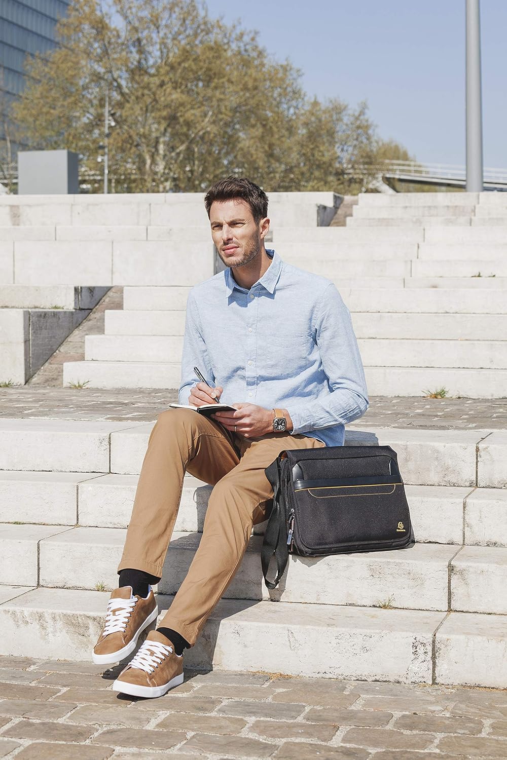 Exacompta 17234E Premium Laptop Shoulder Bag Exactive with Many Inner Pockets, Water-Repellent, Suitable for Laptops and Notebooks up to 14, Ideal for School, University and Work, Black – Bild 14