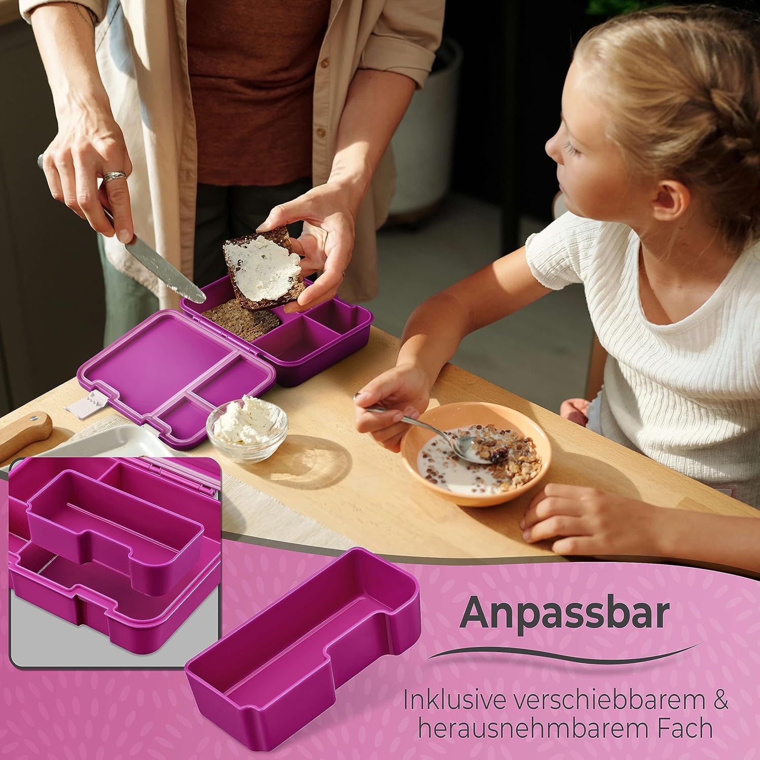 My Vesperbox Jin Bento Box Children's Lunch Box Extremely Robust Lunch Box Ideal for Nursery and School (Purple Rainbow) – Bild 5