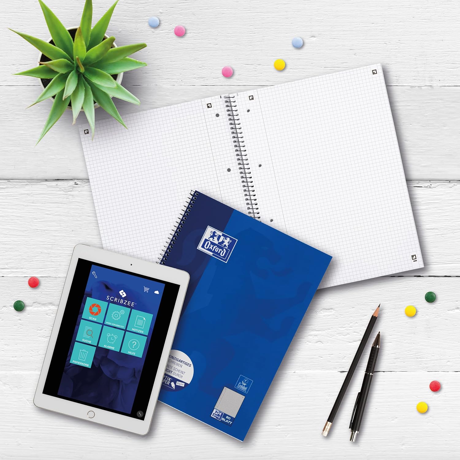 Oxford College Notepad, A4 Squared, 80 Sheets, Punched, Blue, Pack of 5 – Bild 5