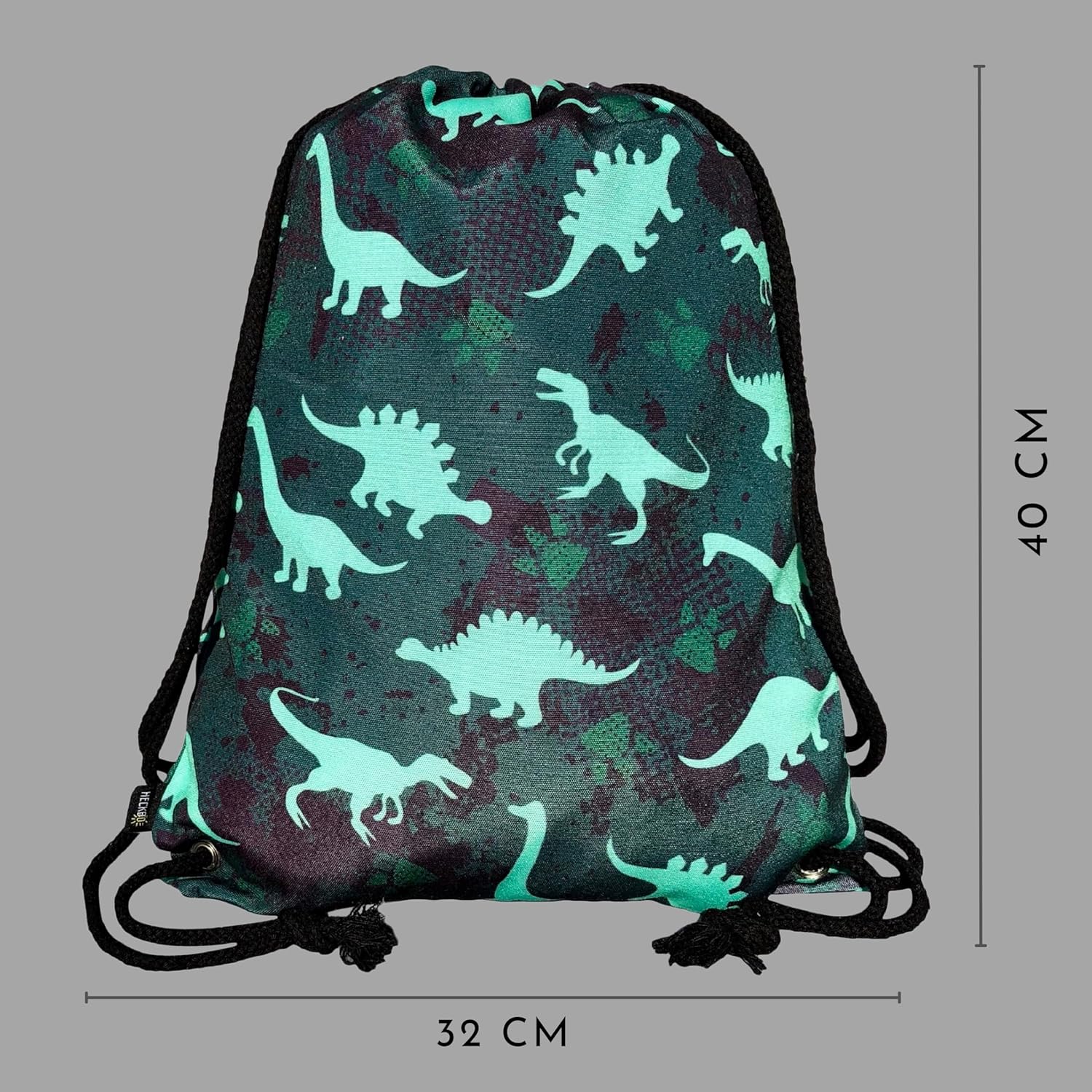 HECKBO Gym Bag Girls Boys – Dinosaur Motif – 40 x 32 cm – Nursery, Nursery, Nativity – Backpack, Bag, Sports Bag, Sports Bag, Nursery Backpack, Children's Backpack, Fabric Bag – Bild 2