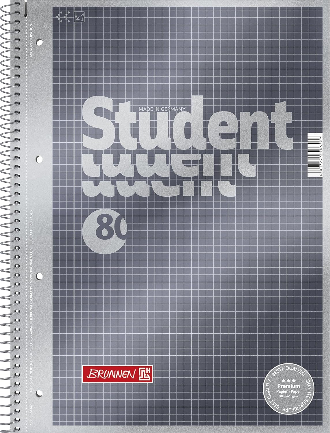 BRUNNEN College Notepad A4 Squared Premium Pack of 5