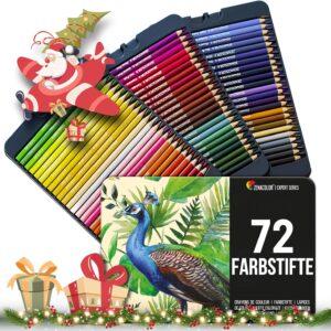 Zenacolor Colouring Pencils Set, Pack of 72 Unique Colours for Drawing and Colouring, Easy Access with 3 Compartments, Ideal Set for Artists, Adults and Children