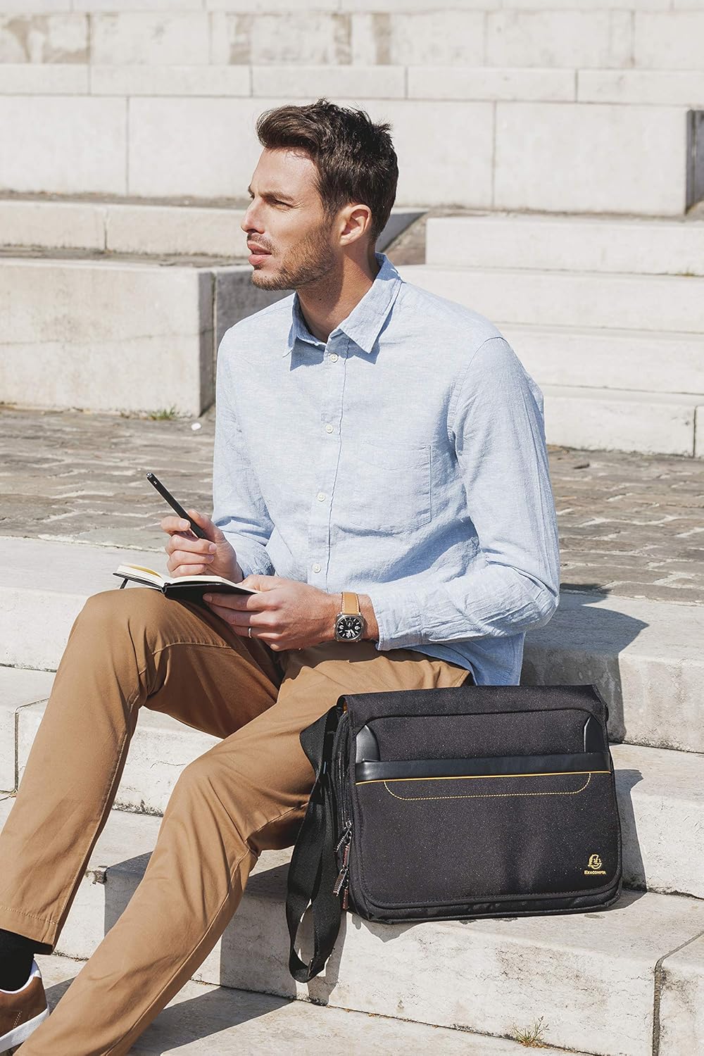 Exacompta 17234E Premium Laptop Shoulder Bag Exactive with Many Inner Pockets, Water-Repellent, Suitable for Laptops and Notebooks up to 14, Ideal for School, University and Work, Black – Bild 15