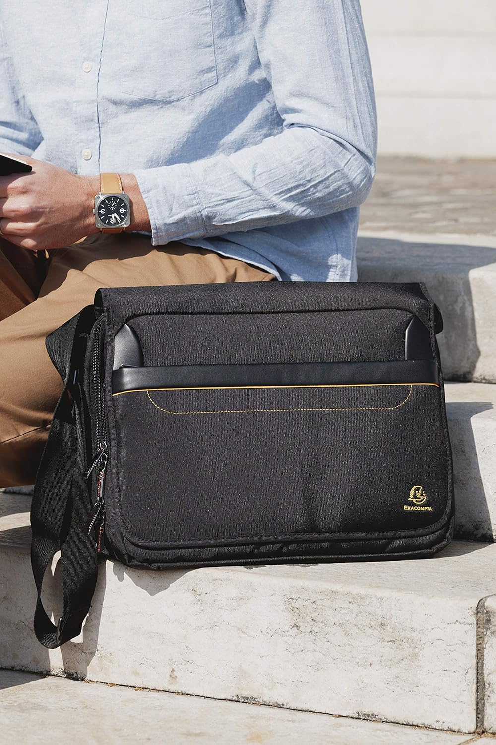 Exacompta 17234E Premium Laptop Shoulder Bag Exactive with Many Inner Pockets, Water-Repellent, Suitable for Laptops and Notebooks up to 14, Ideal for School, University and Work, Black – Bild 16