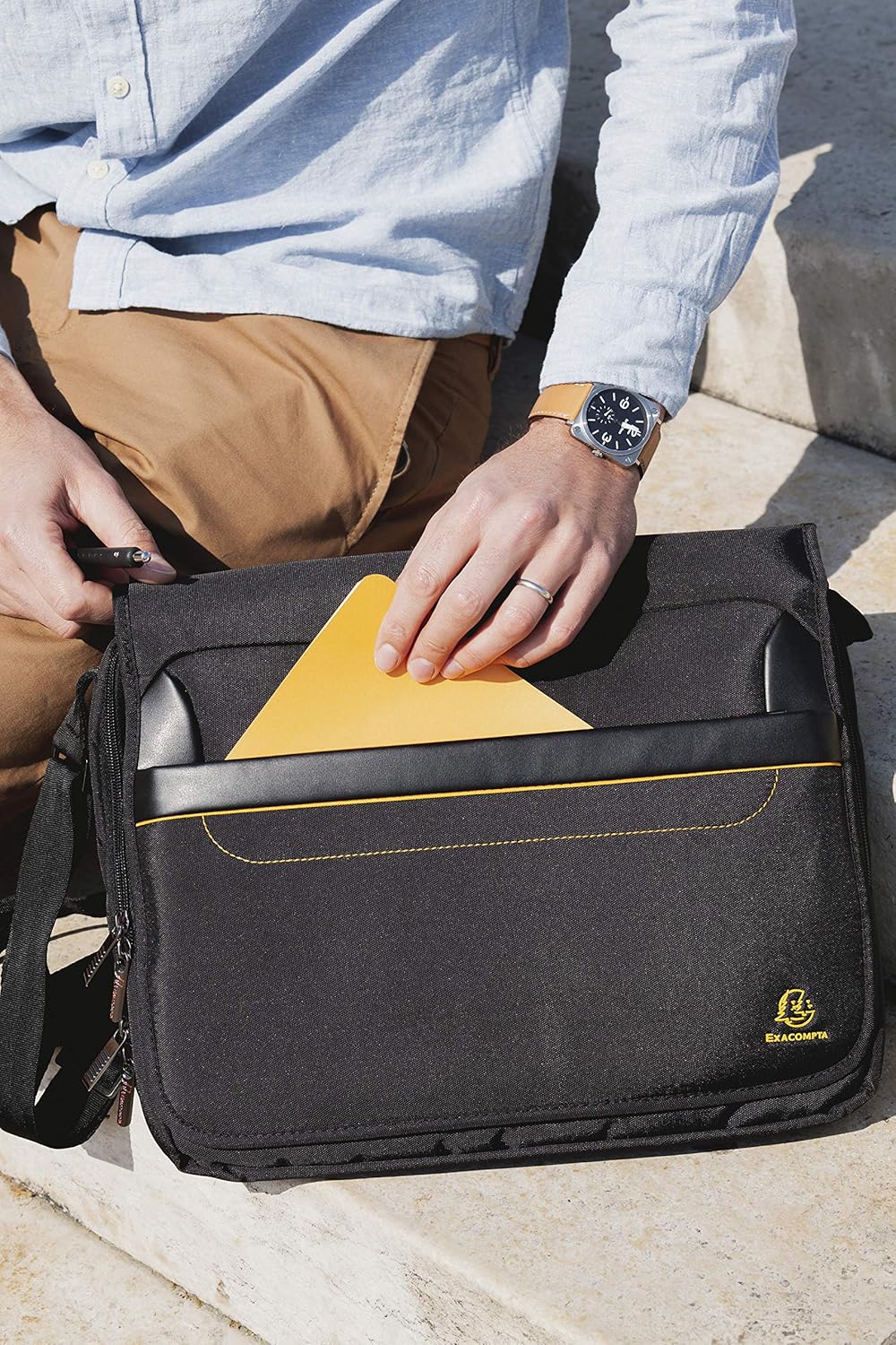 Exacompta 17234E Premium Laptop Shoulder Bag Exactive with Many Inner Pockets, Water-Repellent, Suitable for Laptops and Notebooks up to 14, Ideal for School, University and Work, Black – Bild 17