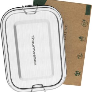 Stainless Steel Lunch Box – 800 ml with Movable Dividers – Lightweight, 100% Waterproof Snack Box for Children and Adults – Lunch Box Ideal for Children, School, Office, Leisure and Sports