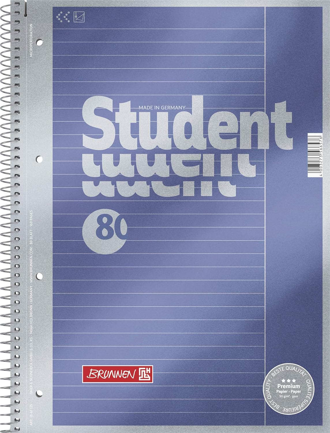 Brunnen 1067125 Student Premium Notepad/College Pad (refined cover sheet with metallic effect, A4, lined style 25, 90 g/m², 80 sheets) (Pack of 2) – Bild 2
