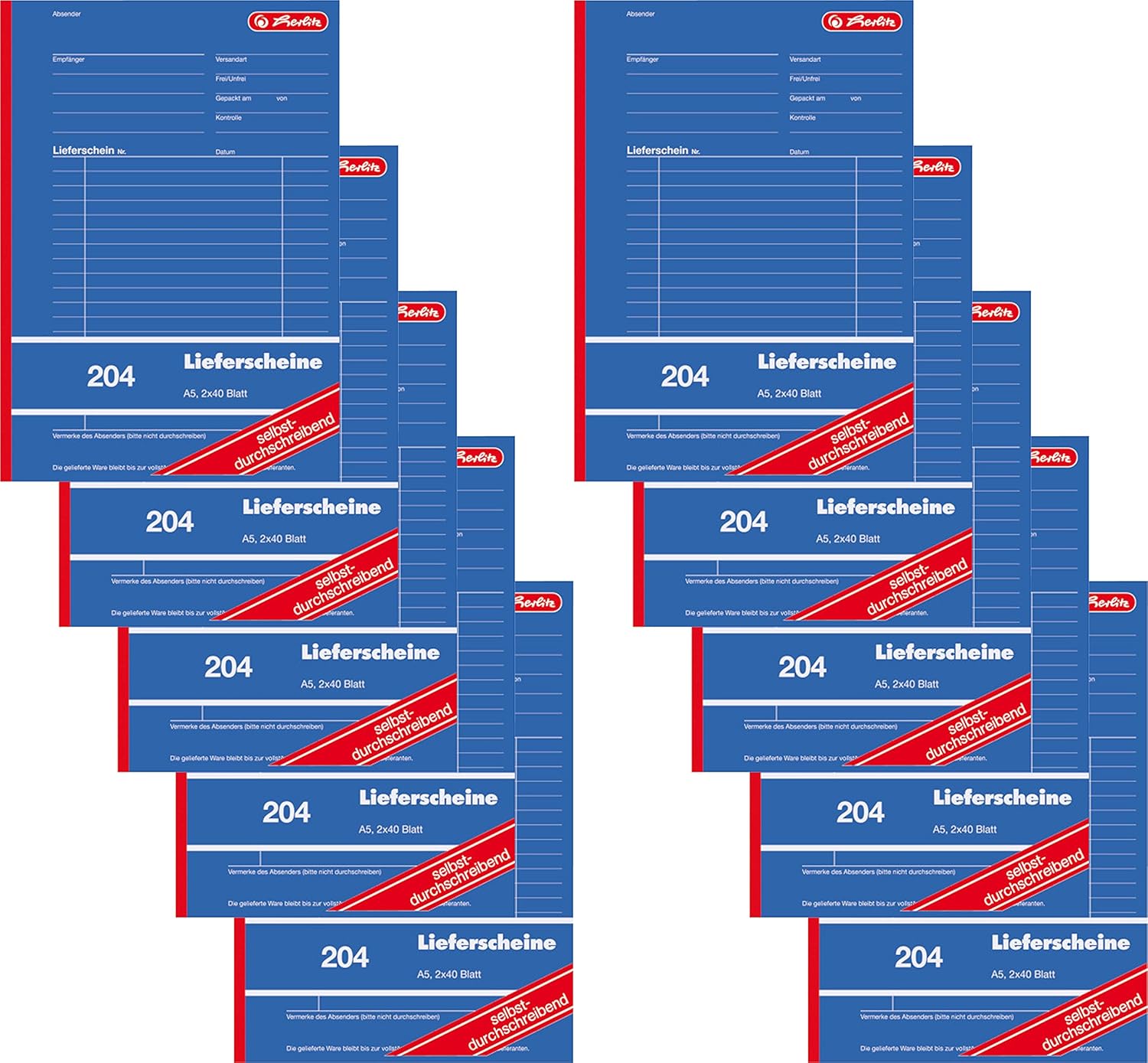 Herlitz 1932839 Delivery Note Book A5 204 2x40 Sheets Self-Copying (Pack of 10)