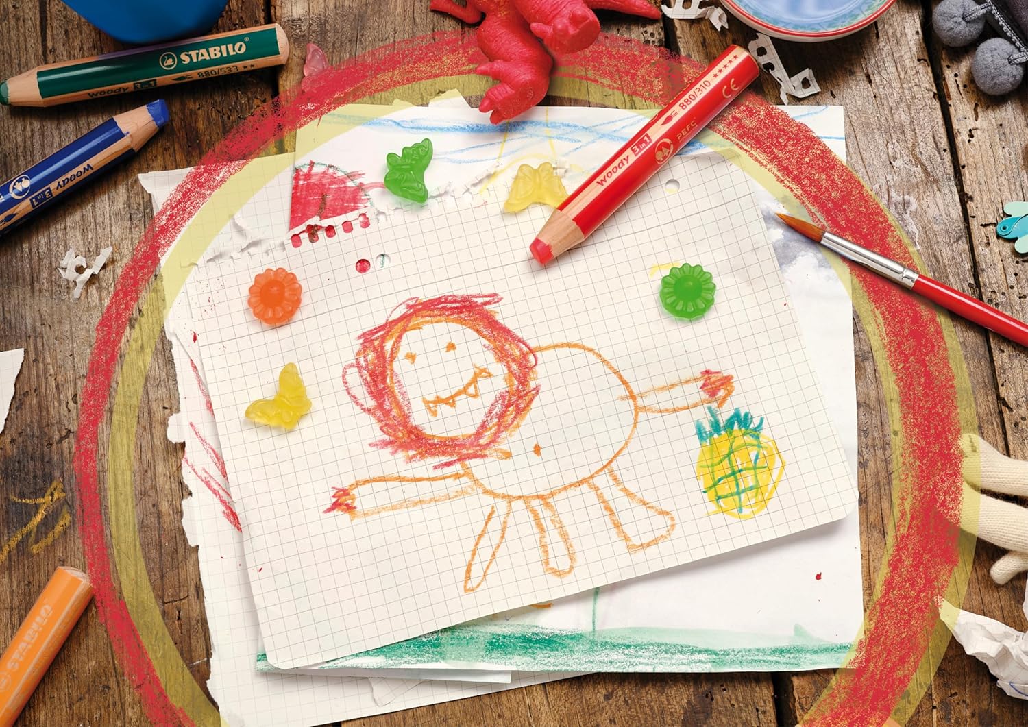 Multi-Talented Pencil - STABILO woody 3 in 1 - Pack of 18 - Assorted Standard and Pastel Colours with Sharpener and Paint Brush – Bild 6