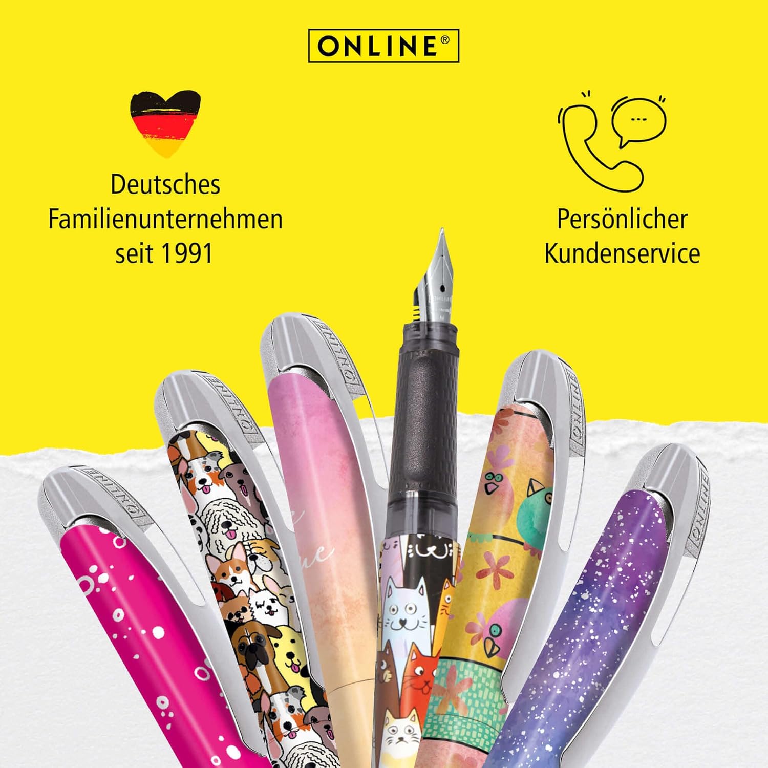 ONLINE College Miracles Fountain Pen, Ink Fountain Pen for Right-Handed Users, Ergonomic Grip, High-Quality Iridium Nib Medium, Standard Ink Cartridges, Includes Combination Cartridge Blue, Suitable for Allergy Sufferers – Bild 6