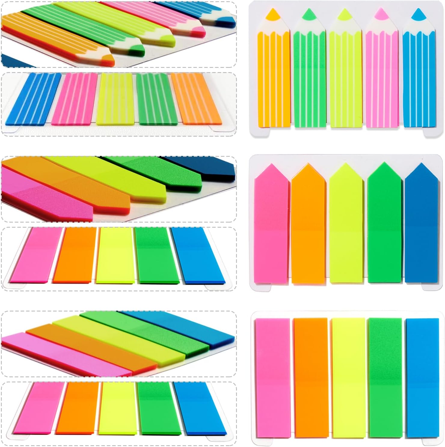 Pack of 900 Pencil Index Markers, 12 Sets in 5 Colours, Reusable Sticky Flags, Simple Index Tabs, Sticky Notes, Page Markers for Highlighting Information in Contracts, Books or Files