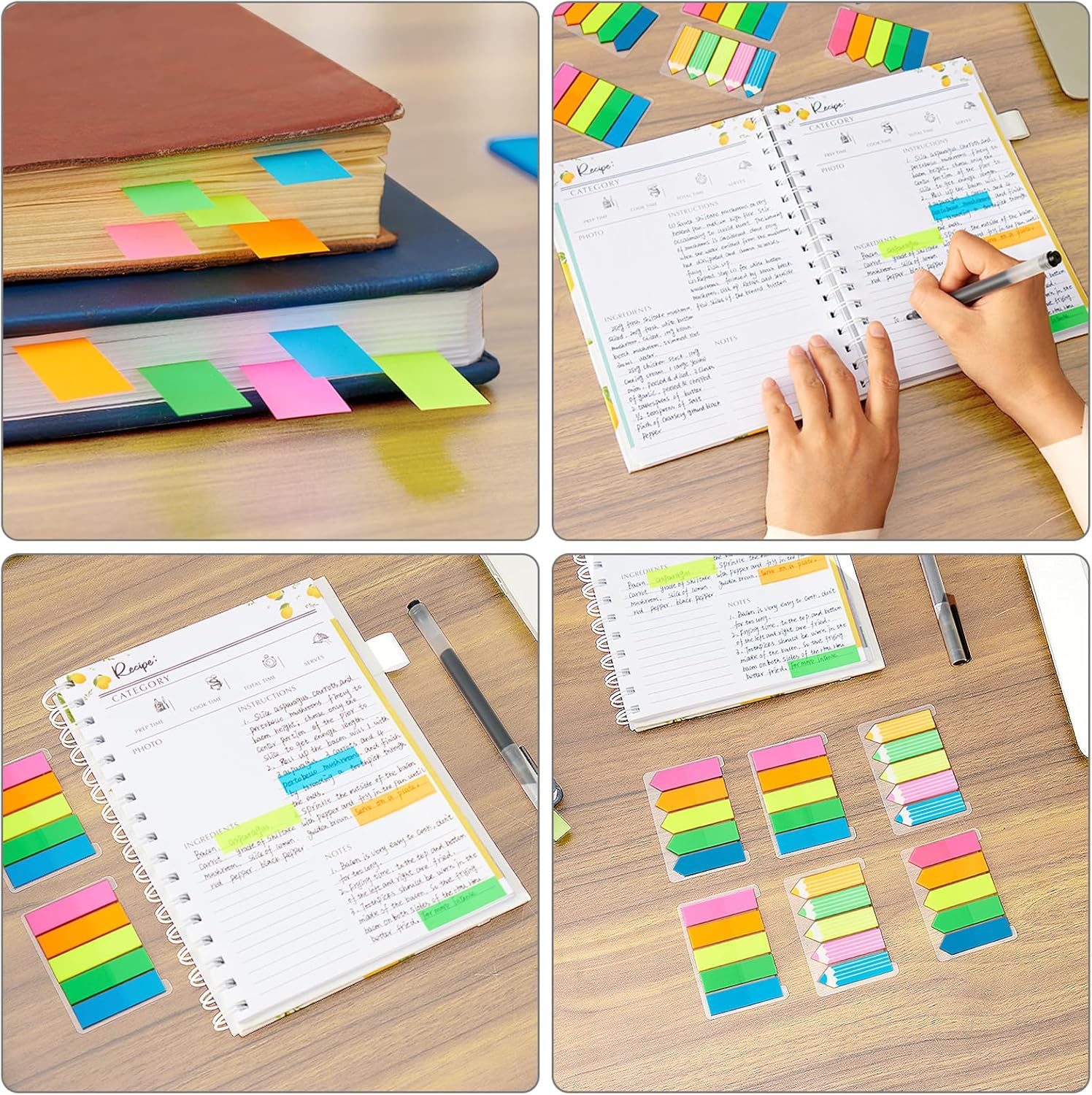 Pack of 900 Pencil Index Markers, 12 Sets in 5 Colours, Reusable Sticky Flags, Simple Index Tabs, Sticky Notes, Page Markers for Highlighting Information in Contracts, Books or Files – Bild 2
