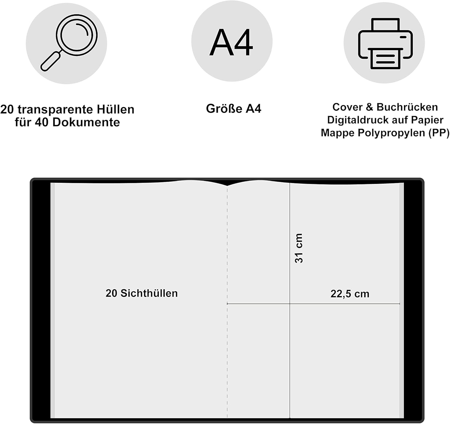 Report Folder, 20 A4 Premium Transparent Pockets, Protection, Storage of Reports, Document Folder for Primary School Documents, for Girls, Rainbow Pink – Bild 5