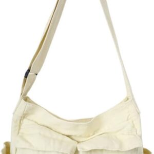 GAXOS Ästhetische süße Kuriertasche für Schule, Vintage, schwarz, Canvas, Umhängetasche für Damen, Schultertasche, Laptoptasche