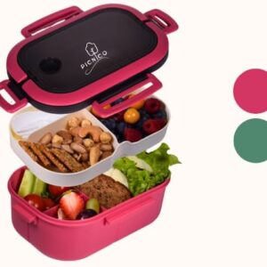 Lunch Box with Compartments – 1200 ml with Spoon and Fork – Leak-proof Lunch Box with 2 Levels