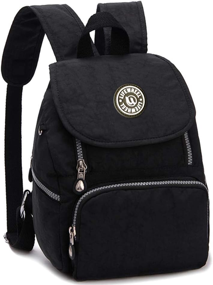 LifeWheel Womens girls Waterproof Mini Backpack Nylon Bags Daypacks Schoolbag Rucksacks (black1)