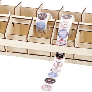 PH PandaHall Label Roll Holder Adjustable Sticker Roll Holder Wooden Label Stand Label Dispenser Label Holder Accessories for Shipping Accessories Printers Home Office Organiser